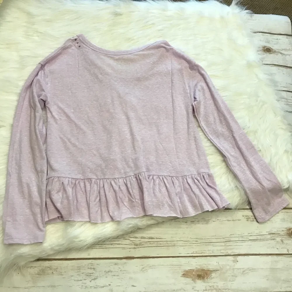 D Justice Lace Up‎ Ruffle Hem Long Sleeve T-Shirt Top size 12 nwt